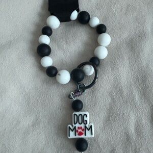 Black and White Dog Mom Keychain